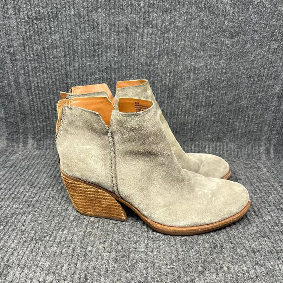 Kork-Ease Chandra Boots Gray Suede Leather Ankle Bootie Zip Up Block Womens 8.5M - Picture 1 of 8